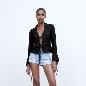Zara linen tie top